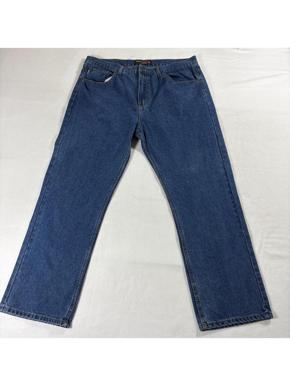 Oscar Jeans 40x30 Mens Blue Relaxed Straight Denim Pants Workwear Fits 38x30